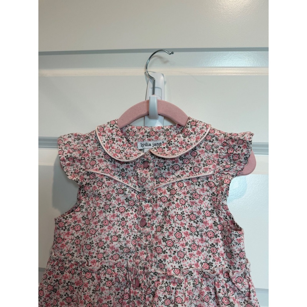 Lydia Jane Western Pearl Snap Pink Floral Tiered Cotton Dress 3T - Picture 3 of 6